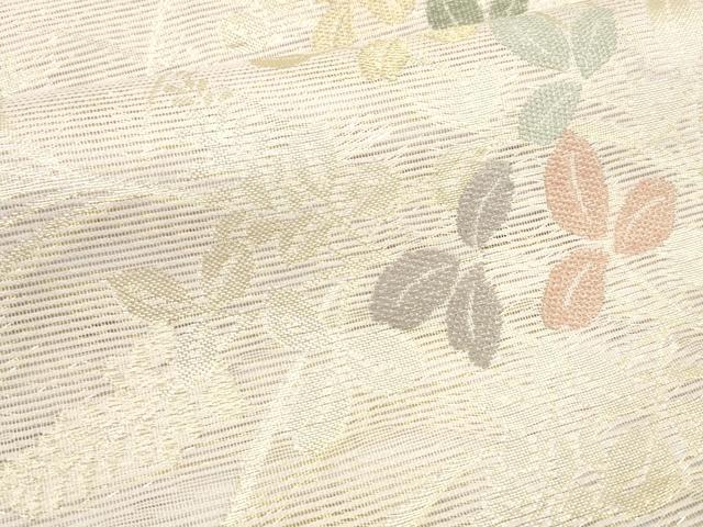 平和屋着物＊夏物 六通柄袋帯 草葉文 金銀糸 DABE6126cm