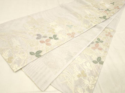 平和屋着物＊夏物 六通柄袋帯 草葉文 金銀糸 DABE6126cm