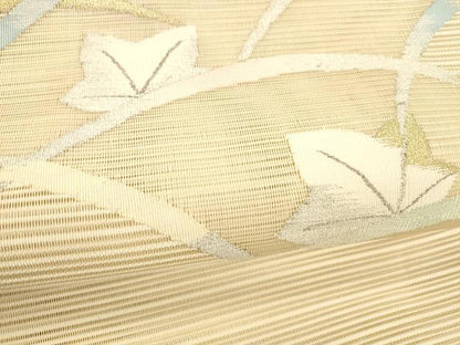 平和屋着物＊夏物 絽綴れ 八寸名古屋帯 草葉文 金銀糸 正絹 逸品 DABE6129cm