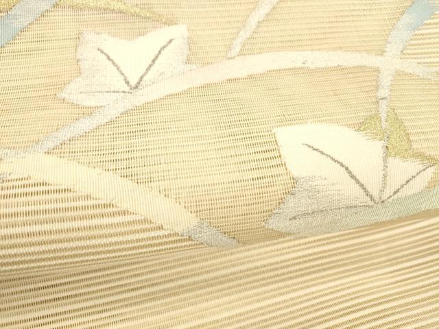 平和屋着物＊夏物 絽綴れ 八寸名古屋帯 草葉文 金銀糸 正絹 逸品 DABE6129cm