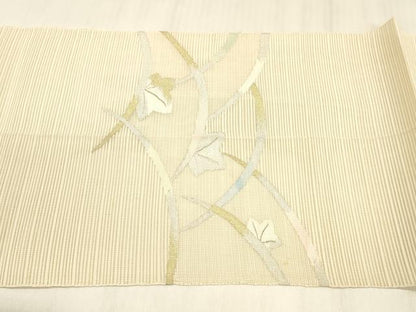 平和屋着物＊夏物 絽綴れ 八寸名古屋帯 草葉文 金銀糸 正絹 逸品 DABE6129cm