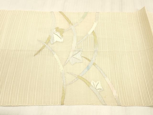 平和屋着物＊夏物 絽綴れ 八寸名古屋帯 草葉文 金銀糸 正絹 逸品 DABE6129cm