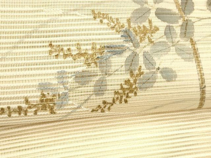 平和屋着物＊夏物 絽綴れ 八寸名古屋帯 作家物 蜻蛉草葉文 金彩 正絹 逸品 DABE6130cm