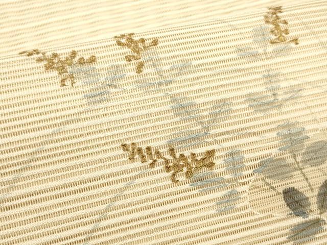 平和屋着物＊夏物 絽綴れ 八寸名古屋帯 作家物 蜻蛉草葉文 金彩 正絹 逸品 DABE6130cm