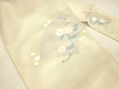 平和屋着物＊夏物 絽綴れ 八寸名古屋帯 地紙草花文 正絹 逸品 DABE6134cm