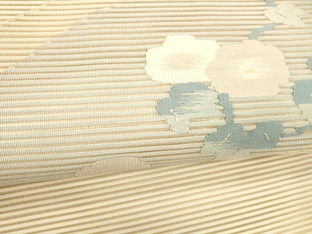 平和屋着物＊夏物 絽綴れ 八寸名古屋帯 地紙草花文 正絹 逸品 DABE6134cm
