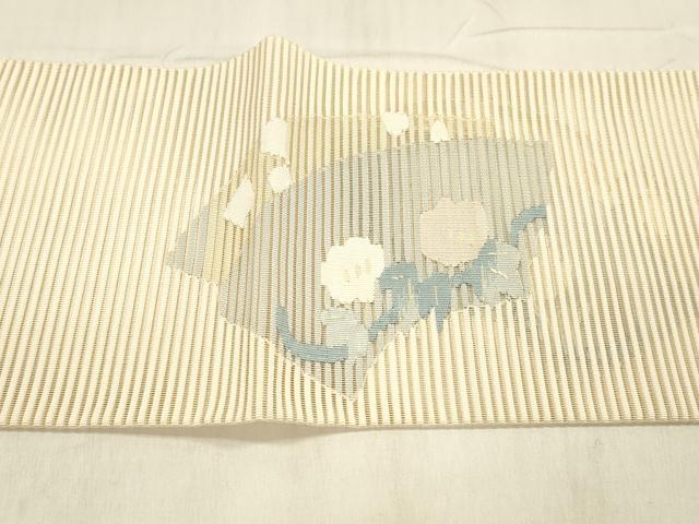 平和屋着物＊夏物 絽綴れ 八寸名古屋帯 地紙草花文 正絹 逸品 DABE6134cm