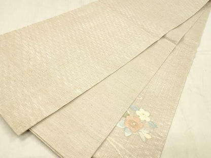 平和屋着物▽太鼓柄袋帯　スリーシーズン　春夏秋　すくい織　地紙草花文　金銀糸　正絹　逸品　DABE6135cm