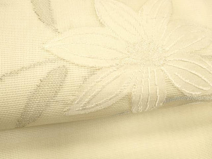平和屋着物＊夏物 九寸名古屋帯 草花文 銀糸 正絹 逸品 DABE6137cm