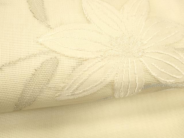 平和屋着物＊夏物 九寸名古屋帯 草花文 銀糸 正絹 逸品 DABE6137cm