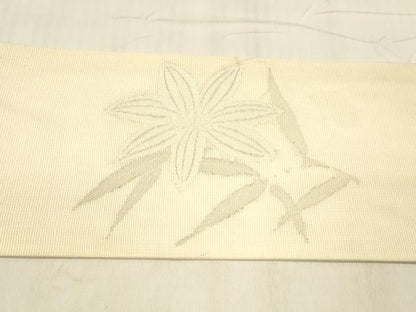 平和屋着物＊夏物 九寸名古屋帯 草花文 銀糸 正絹 逸品 DABE6137cm