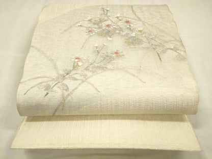 平和屋着物＊夏物 太鼓柄袋帯 栄進綴 草花文 金銀糸 正絹 逸品 DABE6143cm