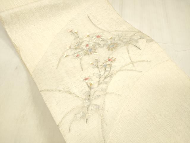 平和屋着物＊夏物 太鼓柄袋帯 栄進綴 草花文 金銀糸 正絹 逸品 DABE6143cm