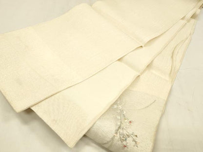 平和屋着物＊夏物 太鼓柄袋帯 栄進綴 草花文 金銀糸 正絹 逸品 DABE6143cm