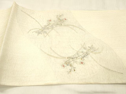 平和屋着物＊夏物 太鼓柄袋帯 栄進綴 草花文 金銀糸 正絹 逸品 DABE6143cm