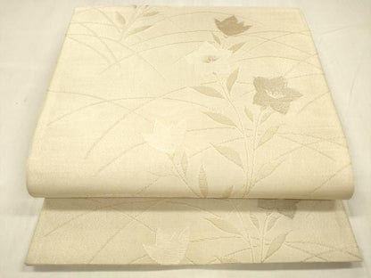 平和屋着物＊夏物 六通柄袋帯 草花文 金銀糸 正絹 逸品 DABE6145cm