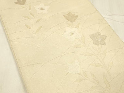 平和屋着物＊夏物 六通柄袋帯 草花文 金銀糸 正絹 逸品 DABE6145cm