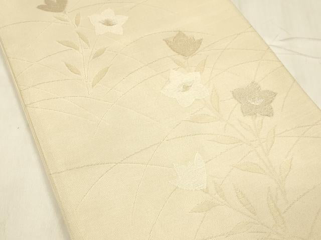 平和屋着物＊夏物 六通柄袋帯 草花文 金銀糸 正絹 逸品 DABE6145cm