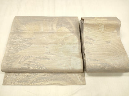 平和屋着物＊夏物 つけ帯 草花文 金糸 正絹 逸品 DABE6147cm