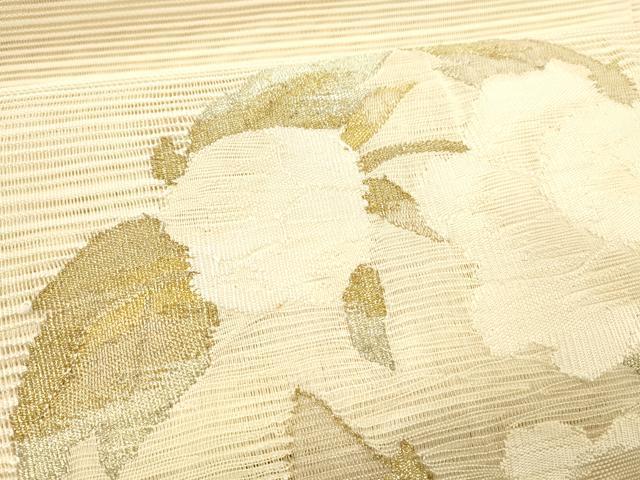 平和屋着物＊夏物 絽綴れ 八寸名古屋帯 草花文 金銀糸 正絹 逸品 DABE6148cm