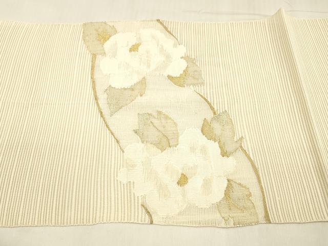平和屋着物＊夏物 絽綴れ 八寸名古屋帯 草花文 金銀糸 正絹 逸品 DABE6148cm