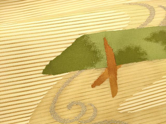 平和屋着物＊夏物 絽綴れ 八寸名古屋帯 流水文 銀糸 正絹 逸品 DABE6149cm