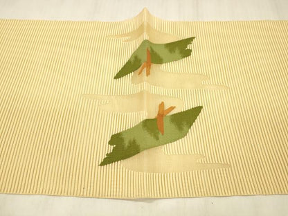 平和屋着物＊夏物 絽綴れ 八寸名古屋帯 流水文 銀糸 正絹 逸品 DABE6149cm