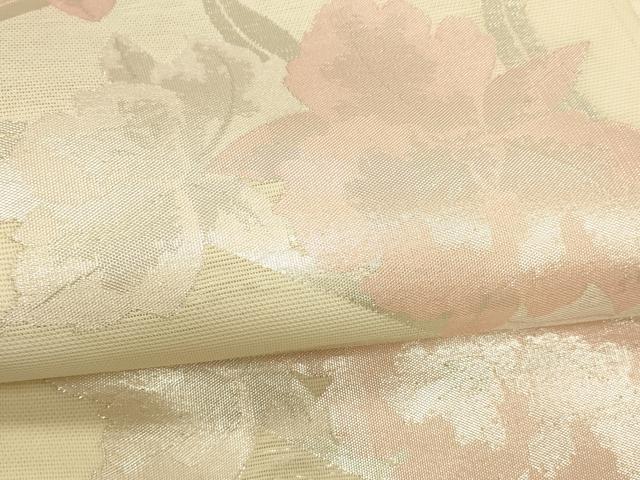平和屋着物＊夏物　六通柄　京袋帯　草花文　銀糸　正絹　逸品　DABE6150cm