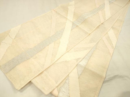 平和屋着物＊夏物 六通柄袋帯 竹文 銀糸 正絹 逸品 DABE6151cm