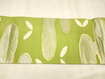 平和屋着物＊夏物 九寸名古屋帯 霞文 金銀糸 正絹 逸品 DABE6152cm