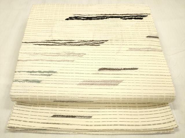 平和屋着物▽六通柄袋帯　スリーシーズン　春夏秋　横段文　正絹　逸品　DABE6153cm
