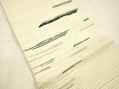 平和屋着物▽六通柄袋帯　スリーシーズン　春夏秋　横段文　正絹　逸品　DABE6153cm