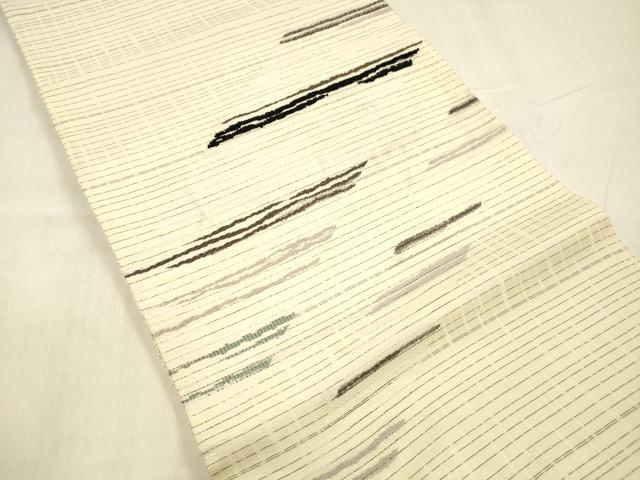 平和屋着物▽六通柄袋帯　スリーシーズン　春夏秋　横段文　正絹　逸品　DABE6153cm