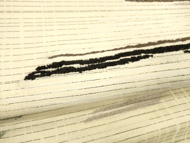 平和屋着物▽六通柄袋帯　スリーシーズン　春夏秋　横段文　正絹　逸品　DABE6153cm