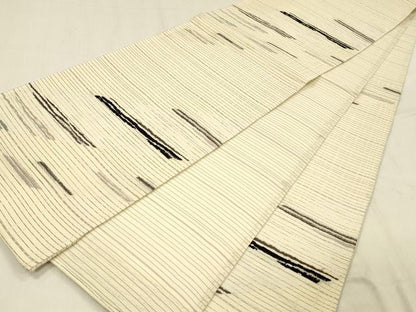 平和屋着物▽六通柄袋帯　スリーシーズン　春夏秋　横段文　正絹　逸品　DABE6153cm