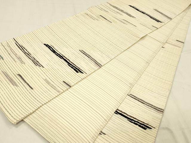 平和屋着物▽六通柄袋帯　スリーシーズン　春夏秋　横段文　正絹　逸品　DABE6153cm
