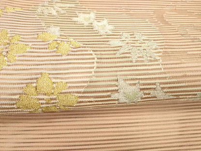 平和屋着物＊夏物 絽綴れ 太鼓柄袋帯 草花文 金銀糸 正絹 逸品 DABE6156cm