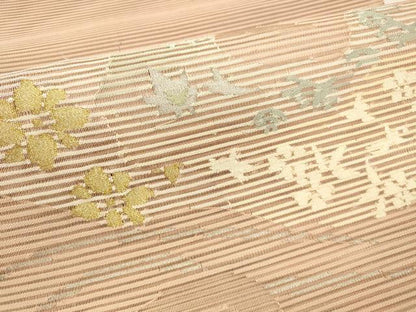 平和屋着物＊夏物 絽綴れ 太鼓柄袋帯 草花文 金銀糸 正絹 逸品 DABE6156cm