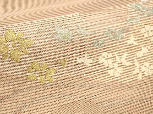 平和屋着物＊夏物 絽綴れ 太鼓柄袋帯 草花文 金銀糸 正絹 逸品 DABE6156cm
