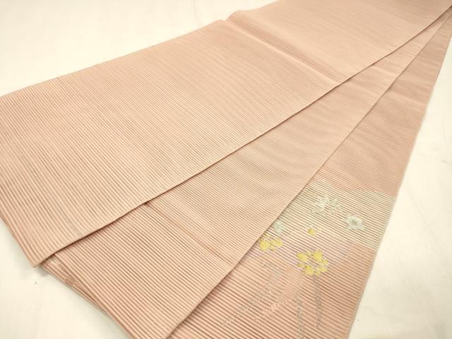 平和屋着物＊夏物 絽綴れ 太鼓柄袋帯 草花文 金銀糸 正絹 逸品 DABE6156cm