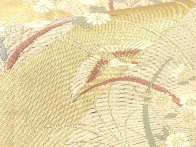 平和屋着物＊夏物 六通柄袋帯 唐織 流水飛鶴草花文 金銀糸 正絹 逸品 DABE6157cm