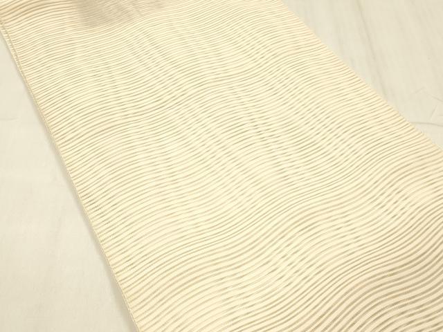 平和屋着物＊夏物 絽綴れ 八寸名古屋帯 よろけ縞 肌色 正絹 逸品 DABE6159cm