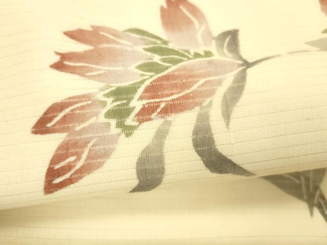平和屋着物＊夏物 九寸名古屋帯 絽縮緬 型染 草花文 正絹 逸品 DABE6160cm