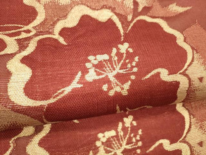 平和屋着物●九寸名古屋帯　草花文　金糸　正絹　逸品　DABE6162cm