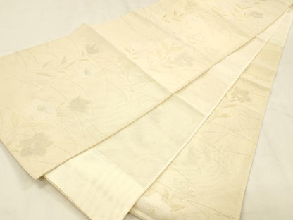 平和屋着物＊夏物 六通柄袋帯 草花文 金銀糸 三越扱い 正絹 逸品 DABE6163cm