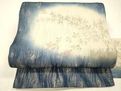 平和屋着物＊夏物 九寸名古屋帯 手描き 草花文 正絹 逸品 DABE6164cm