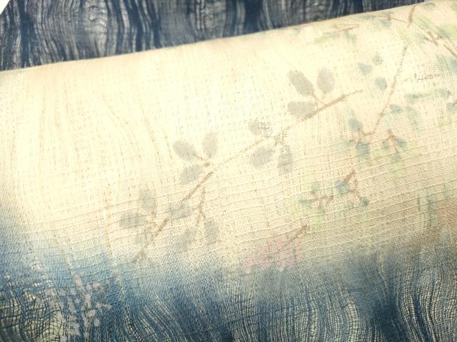 平和屋着物＊夏物 九寸名古屋帯 手描き 草花文 正絹 逸品 DABE6164cm