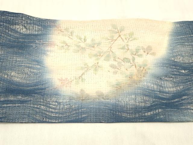平和屋着物＊夏物 九寸名古屋帯 手描き 草花文 正絹 逸品 DABE6164cm