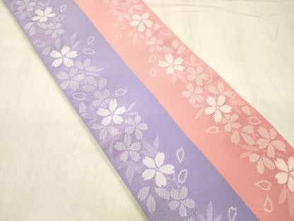 平和屋着物●両面　半幅帯　舞桜文　DABE6171cm