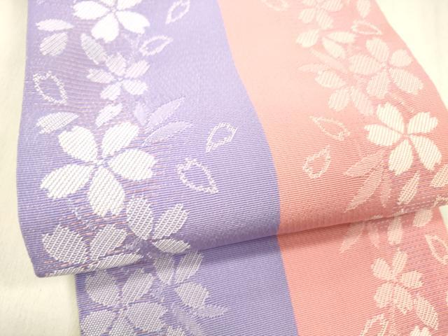 平和屋着物●両面　半幅帯　舞桜文　DABE6171cm
